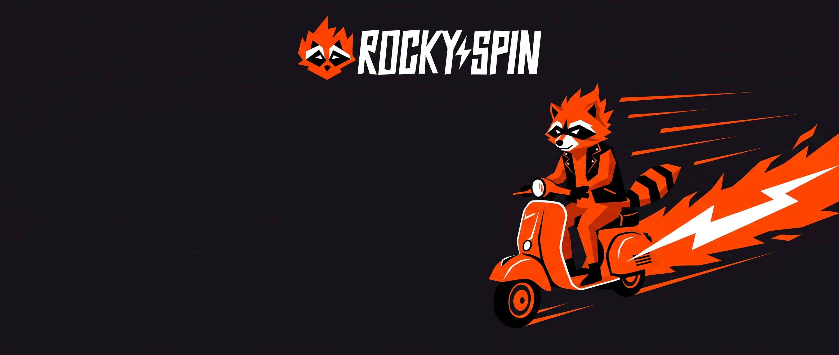 La mascotte RockySpin su uno scooter arancione